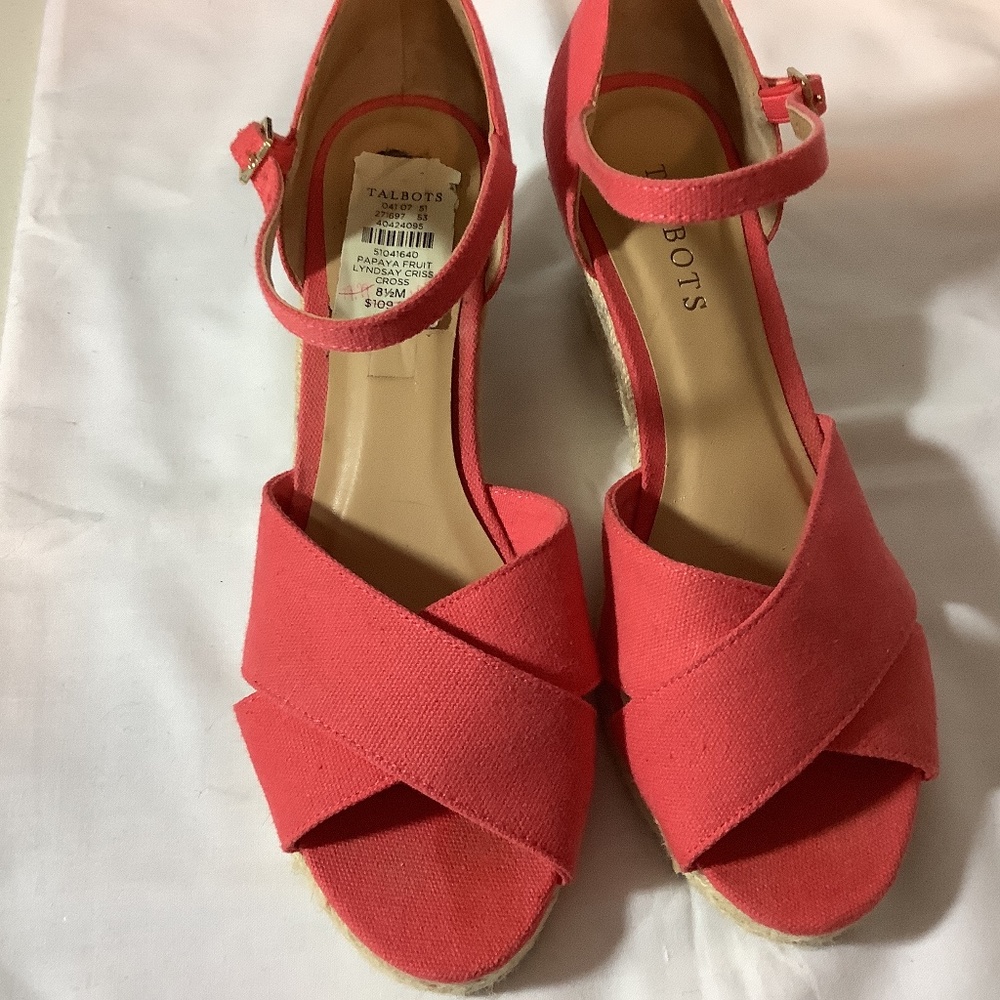 Talbots - Papaya Fruit Lyndsay Criss Cross Wedge, size 8.5